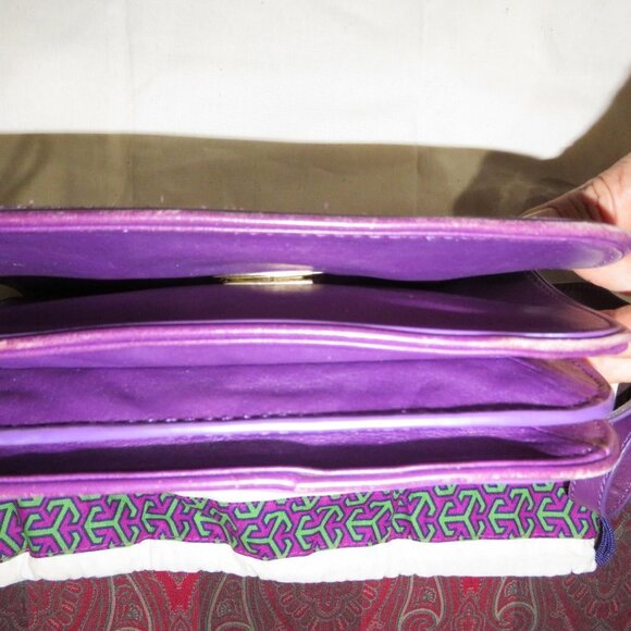 Tory Burch Vibrant Purple Leather flap Messenger Crossbody Handbag W/ dustbag - Picture 6 of 16